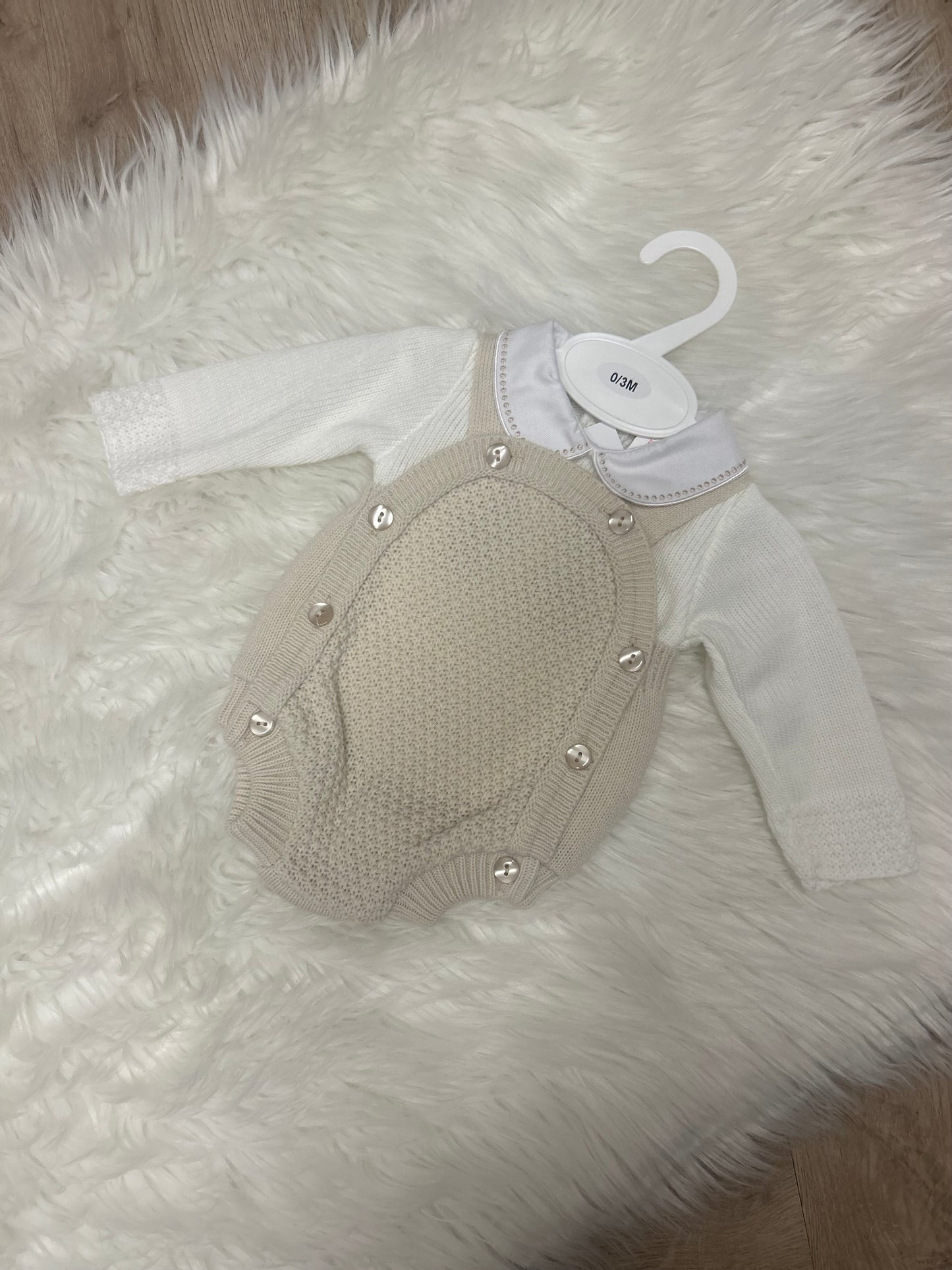 Beige knitted romper set