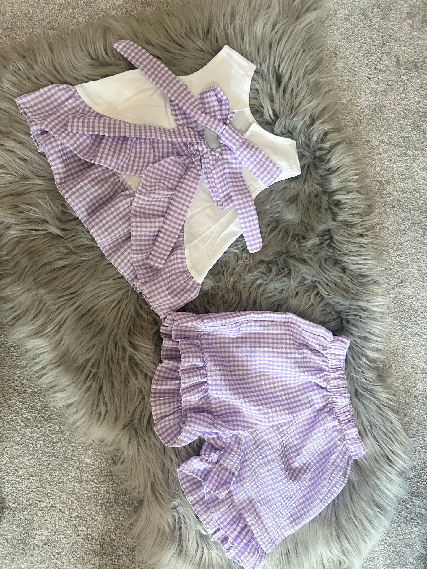 Purple frill short set