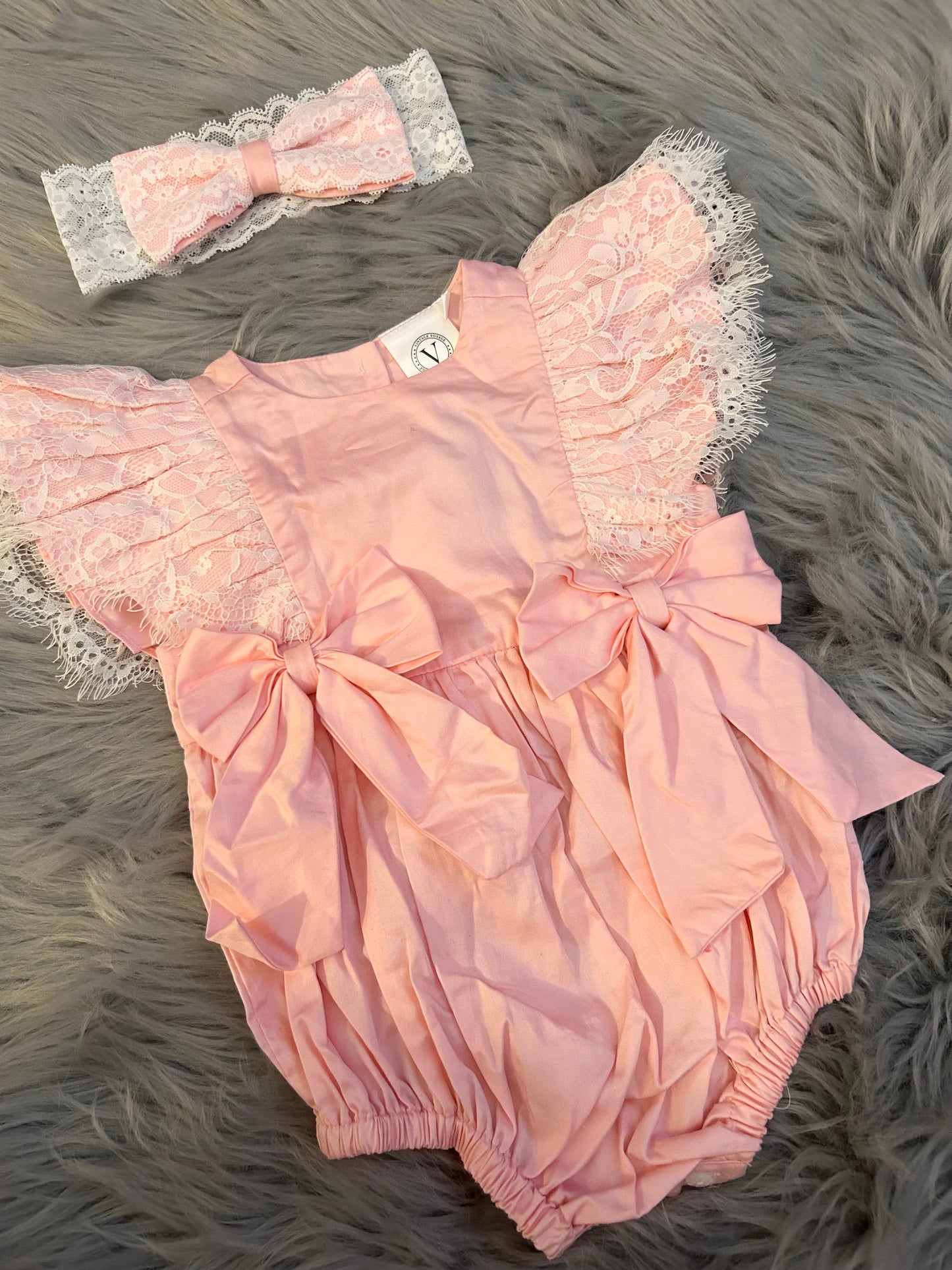 Lace trim romper