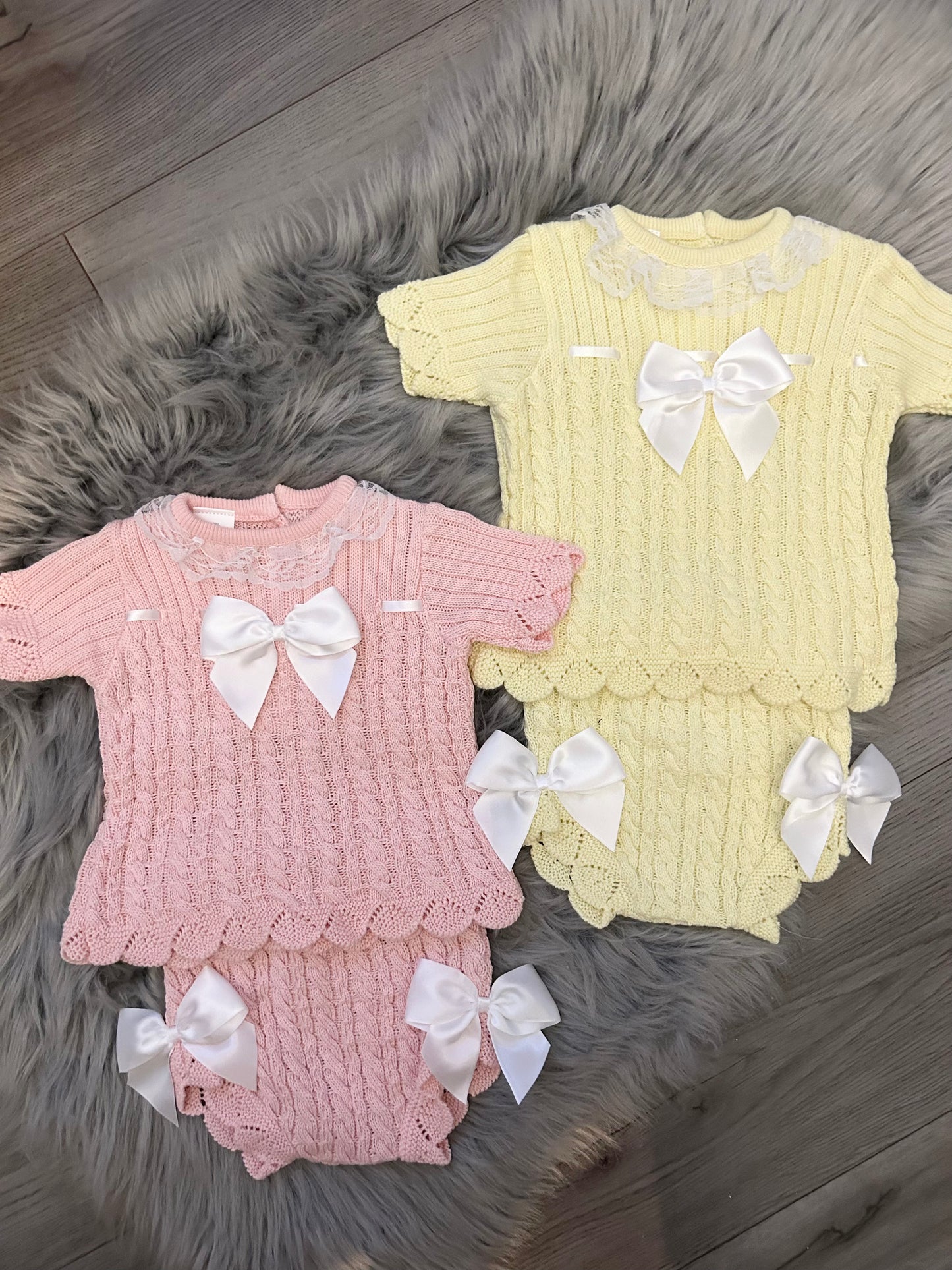 Lemon knit bow set