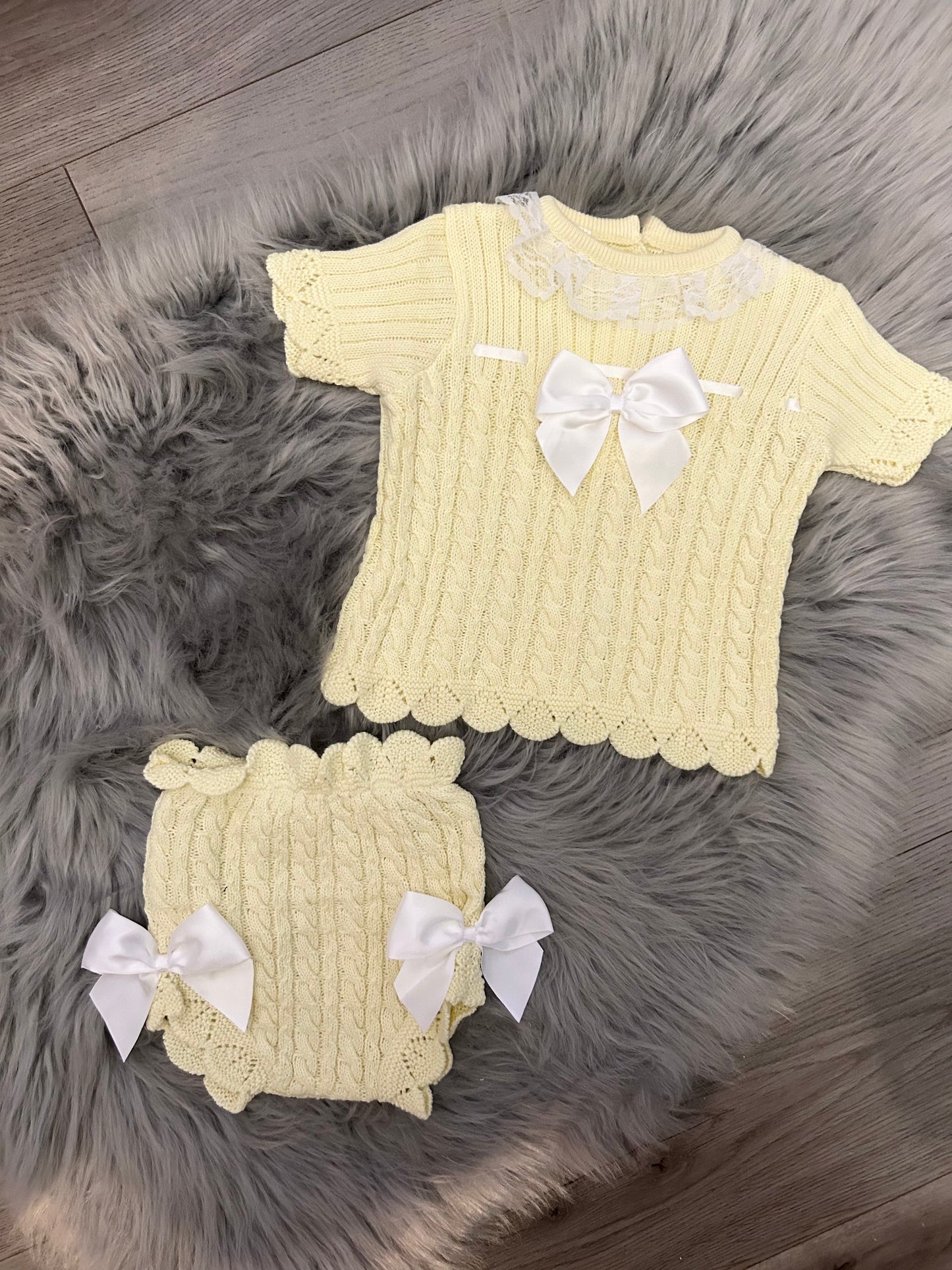 Lemon knit bow set