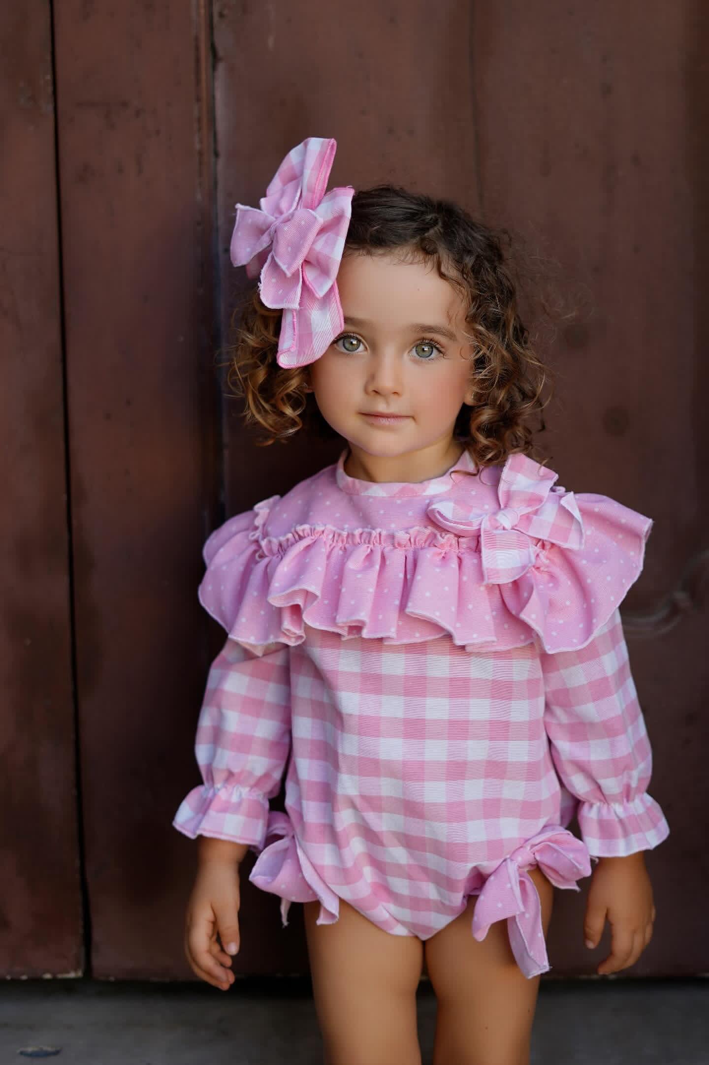 Ela check bubble romper