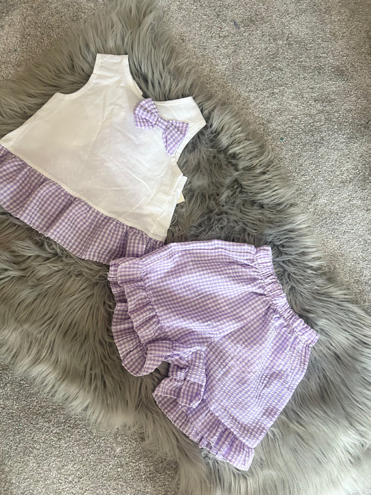 Purple frill short set
