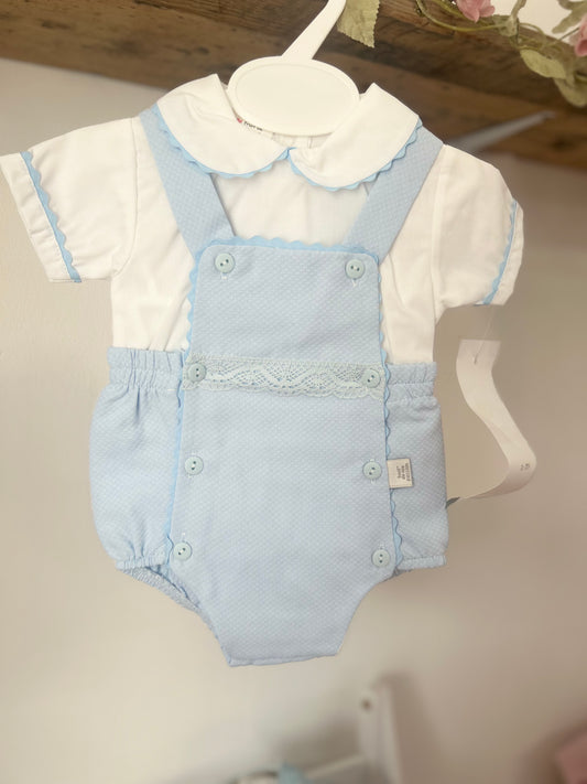 Shirt & scalloped lace romper