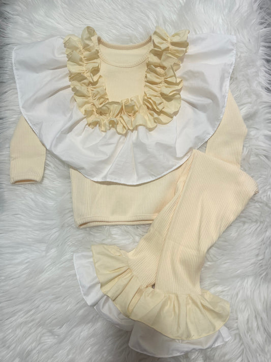 Lemon and white drop ruffle set