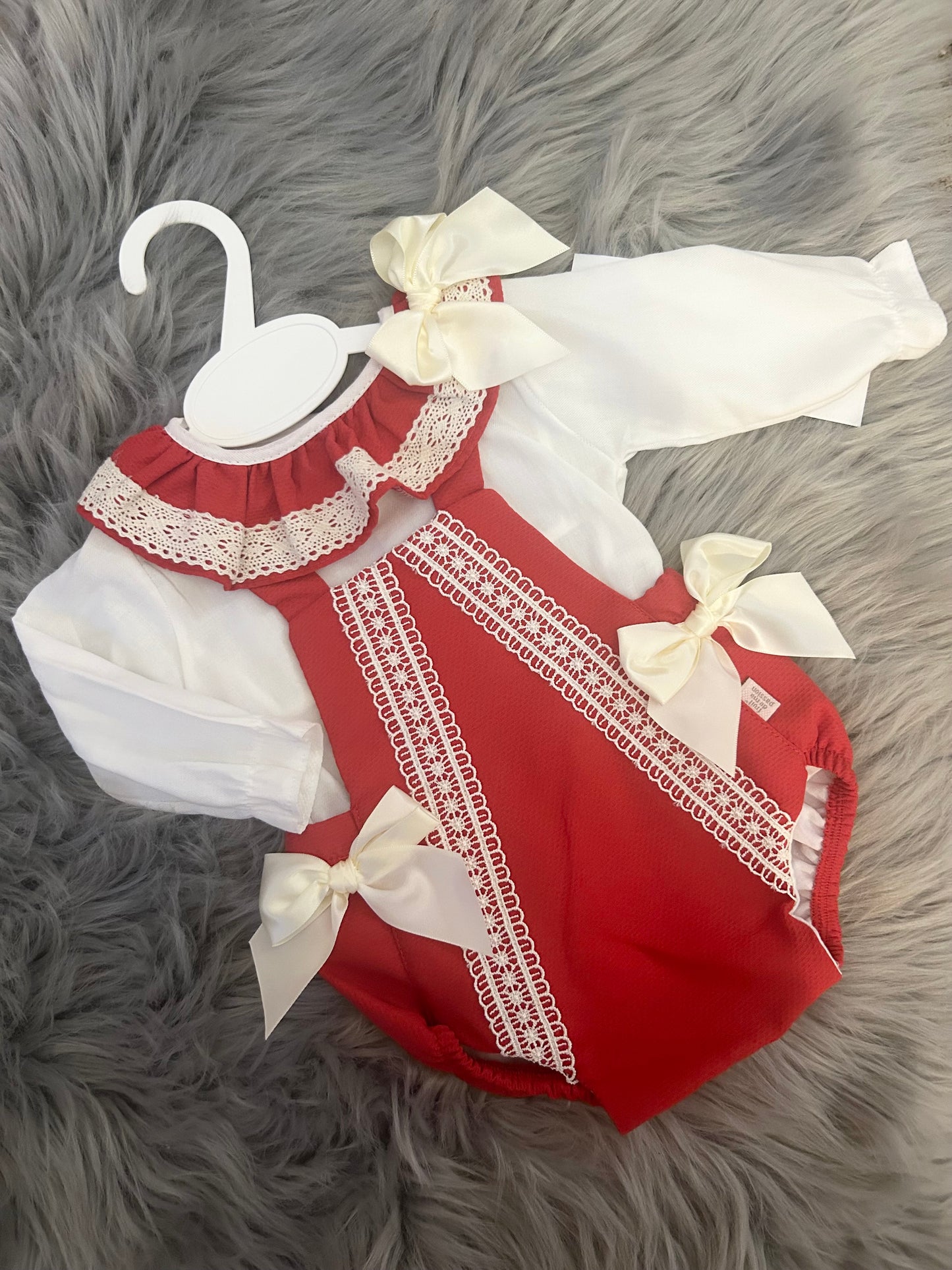 Blouse and lace romper