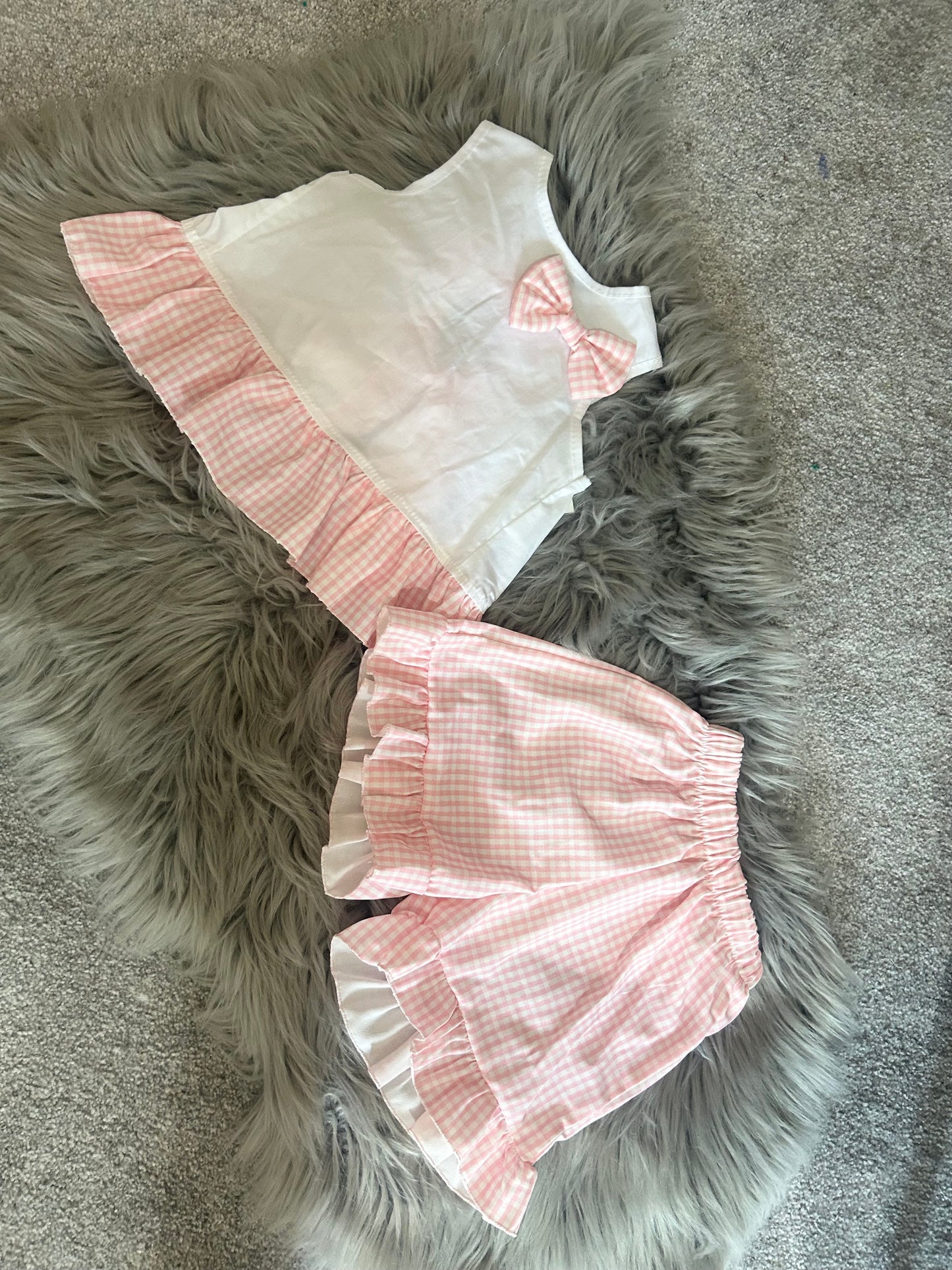 Pink frill short set