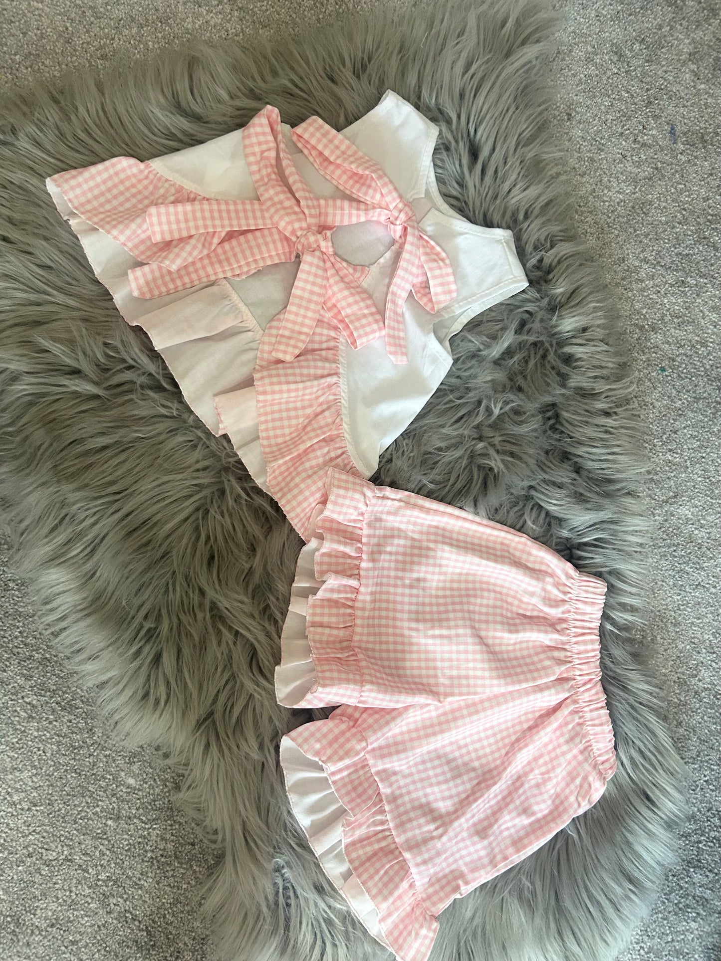 Pink frill short set