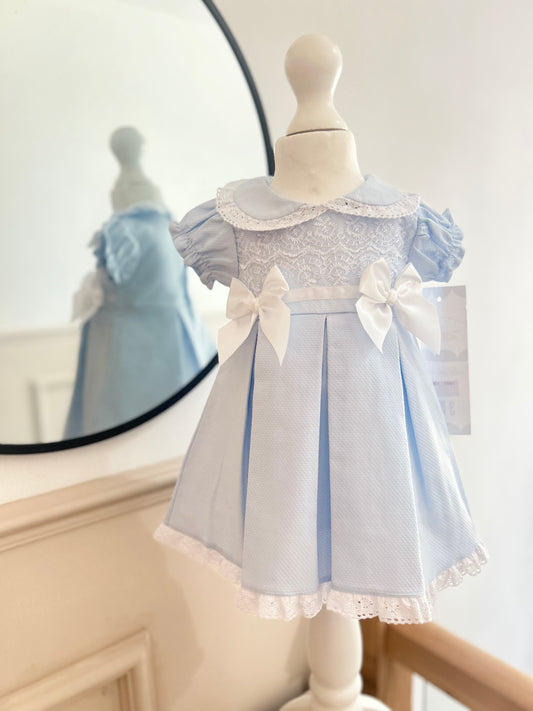 Lace smock bow dress